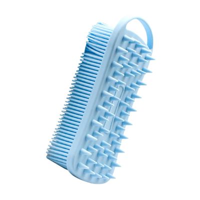 Silicone Bath Brush with Hook for Head and Body, Blue