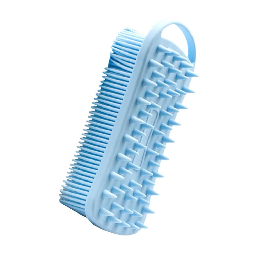 Silicone Bath Brush with Hook for Head and Body, Blue
