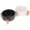 BESPORTBLE Ceramic Pet Bowls with Wooden Stand, Non-Slip, 1 Set view 1