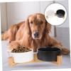 BESPORTBLE Ceramic Pet Bowls with Wooden Stand, Non-Slip, 1 Set view 2
