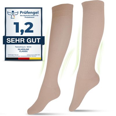 Medical Compression Socks for Men and Women - 60% Organic Cotton (Beige, XL+ (44-46))