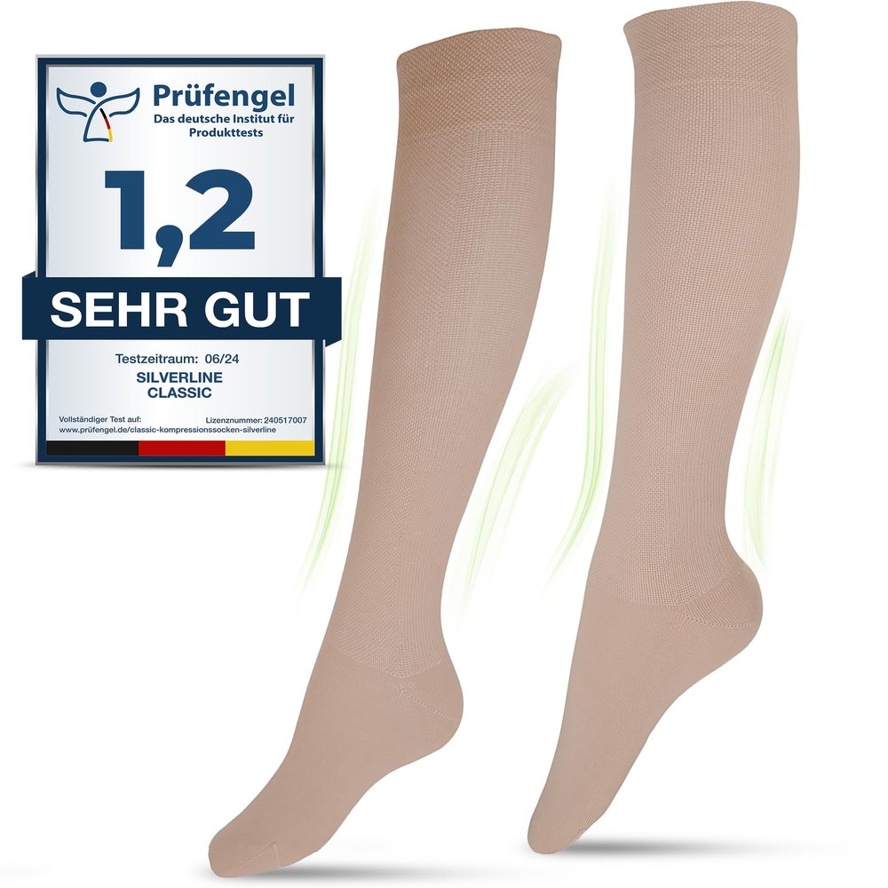 Medical Compression Socks for Men and Women - 60% Organic Cotton (Beige, XL+ (44-46))