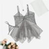 WILLBEST Women's Sexy Lingerie XXL Set, Blue Babydoll with Underwire Bra Bustier, Boxer Shorts and Straps, Size Chart view 2