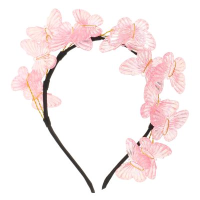 Decorative Butterfly Headband for Women, Pink Plastic, Party