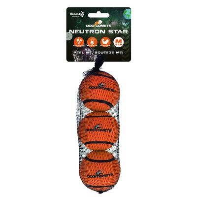 Dog Comets Tennis Balls with Squeaker Neutron Star M Orange (Pack of 3)