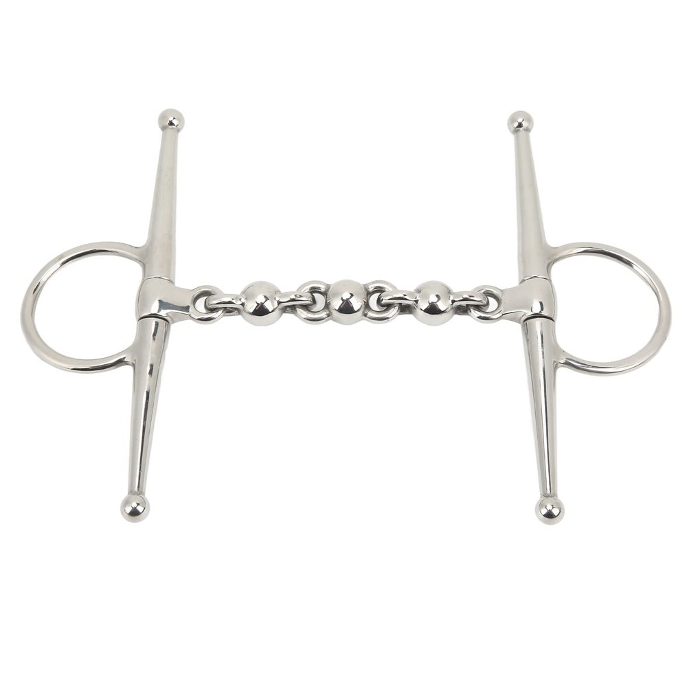 Horse Mouth Bit, Full-Cheek Snaffle with Ball Chain, 135 mm Stainless Steel