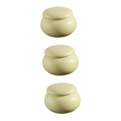 Healeved 3-Piece Core-Type Ceramic Containers for Travel, Multifunctional Cream and Cosmetic Storage, Light Yellow