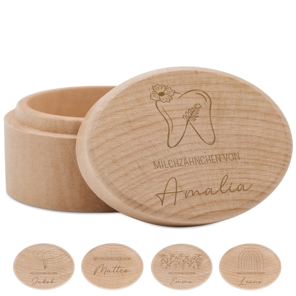 Brenfreunde Personalized Wooden Tooth Box for Girls