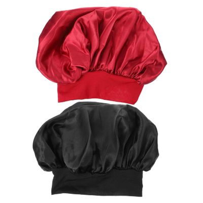 IWOWHERO 2-Pack Elastic Sleep Caps with Wide Hairbands, Silky Soft Hair Caps for Women
