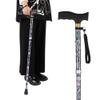 UYDJAKX Folding Walking Cane with Floral Print, Adjustable Height, Rubber Tip and Light Star view 2