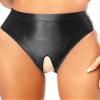 Oyolan Women's Ouvert Thong, High-Waisted Open-Crotch Lingerie, Black, M view 1