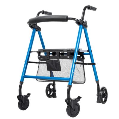 Senior Walker, Sit-to-Walk, Lightweight Folding, Multifunctional Four-Wheel Walking Aid with Universal Wheels
