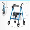 Senior Walker, Sit-to-Walk, Lightweight Folding, Multifunctional Four-Wheel Walking Aid with Universal Wheels view 4