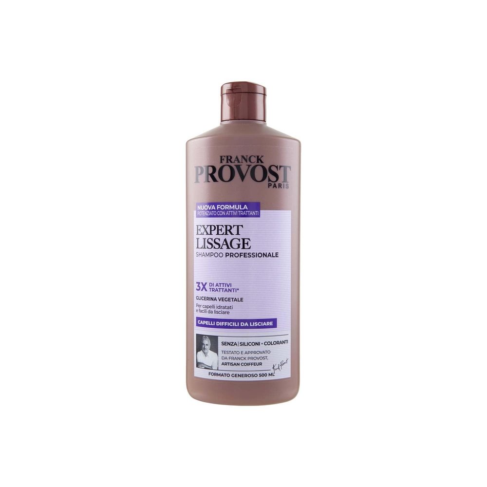 Franck Provost Expert Lissage Professional Shampoo for Wavy Hair, Moisturizing, with Plant-Based Glycerin, 500 ml