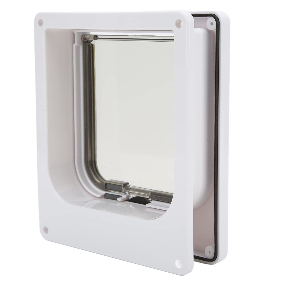 Cat Door for Interior and Exterior Doors, Weather-Resistant, 4-Way Lock, Easy Installation