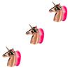 Healeved 3-Piece Unicorn-Shaped Makeup Brush Set for Powder, Blush, and Foundation, Gold Handles, Pink Bristles, with Bag view 1