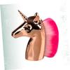 Healeved 3-Piece Unicorn-Shaped Makeup Brush Set for Powder, Blush, and Foundation, Gold Handles, Pink Bristles, with Bag view 4