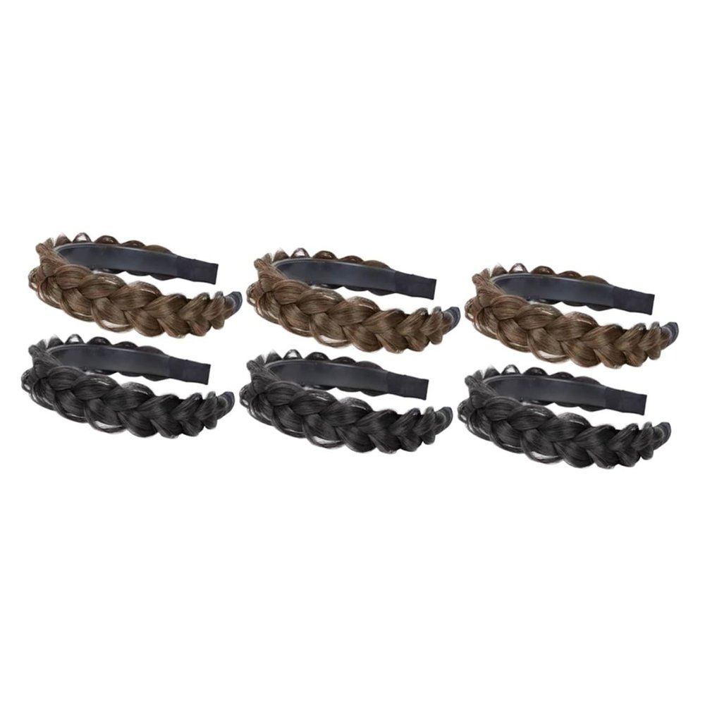 FRCOLOR 6-Piece Braided Headbands for Women, Synthetic Hair, Natural Colors