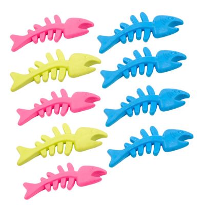 Sosoport Dog Chew Toys, Fishbone Shape for Teeth Cleaning, 9-Piece TPR Set