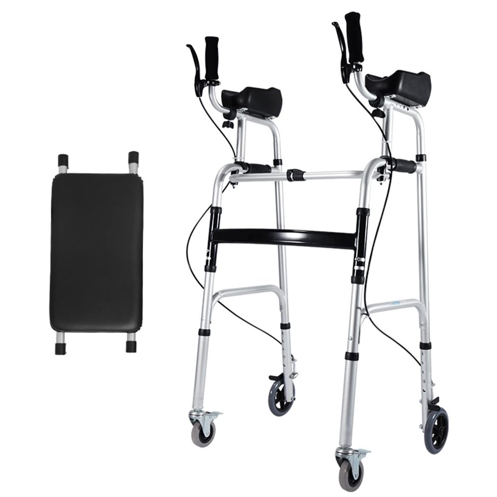 Senior Rollator, Upright Walking Aid, Folding Mobility Walker, C Star of Light