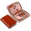 8-Piece Stainless Steel Manicure & Pedicure Set with Leather Travel Case, Brown view 1