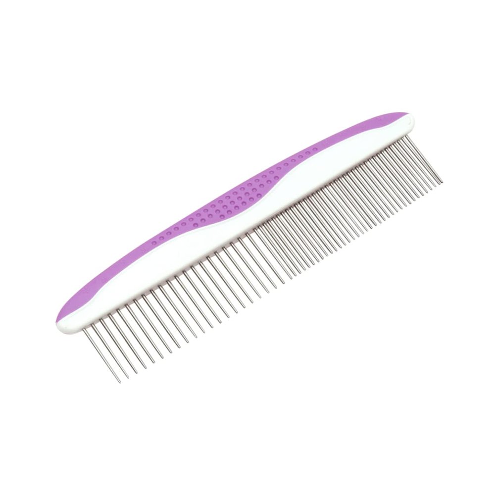 2-Piece Stainless Steel Pet Grooming Comb Set with Rounded Heads