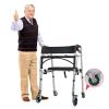 Walking Frame with Seat, Height-Adjustable Rollator with Brakes and Wheels, Lightweight and Foldable, Rehabilitation Aid for Older Adults with Disabilities, Starlight view 4