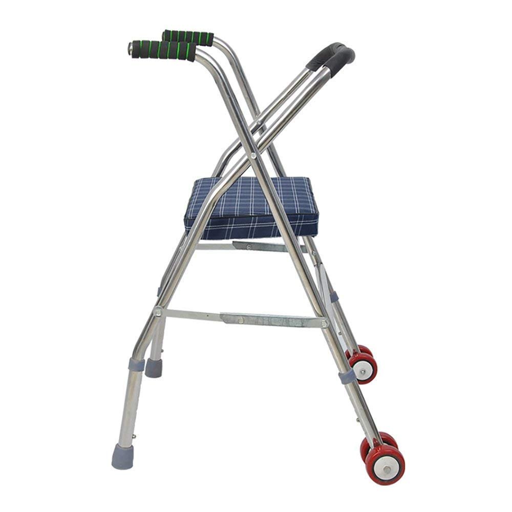Mobility Training Walker, Medical Two-Wheel Walker with Seat, Foldable Walking Aid for Seniors