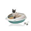 Rohrschneider Large Open Cat Litter Box with High Rim, No Lid, Blue view 1