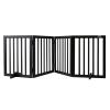 VEVOR Freestanding Dog Gate, 2040 x 245 x 610 mm, 4 Folding Panels, Brown view 1