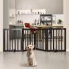 VEVOR Freestanding Dog Gate, 2040 x 245 x 610 mm, 4 Folding Panels, Brown view 2
