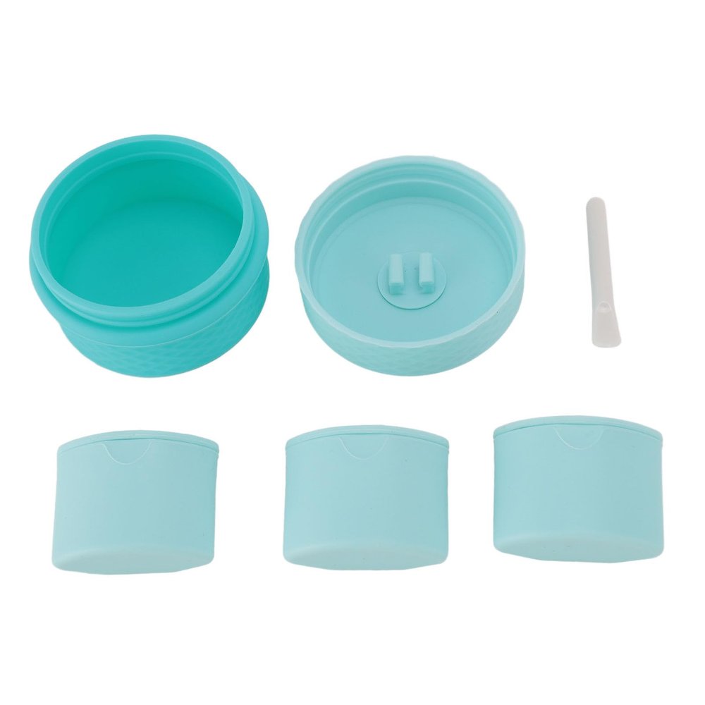 Silicone Cream Jars with Spoon, Travel Makeup Containers, Portable 3-in-1, Sky Blue