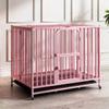WYRMB Indoor Metal Dog Crate, Durable Square-Tube Frame, Foldable, with Toilet, Pink, 110 cm view 2