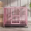 WYRMB Indoor Metal Dog Crate, Durable Square-Tube Frame, Foldable, with Toilet, Pink, 110 cm view 3
