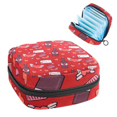 Sanitary Pad Storage Bag, Tropical Fruit Pattern, for First Periods, Girls and Women, Multicolor 7