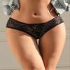 ohmydear Open-Crotch Lace Thong Panties, Black, 3XL-4XL view 2