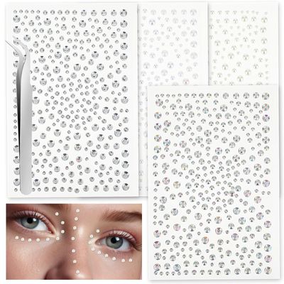 1,300 Self-Adhesive Face Glitter Rhinestones, 3/4/5/6 mm