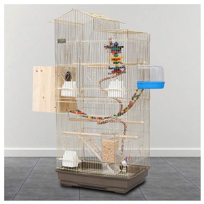WYRMB Galvanized Gold Bird Cage, Large Breeding Cage with Feeder