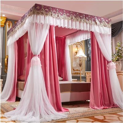 GLMGBP Bed Canopy Mosquito Net for Double Beds, with Stainless Steel Poles, Luxury Bed Curtains for Girls' Princess Rooms (Size: 150 x 200 x 200 cm)