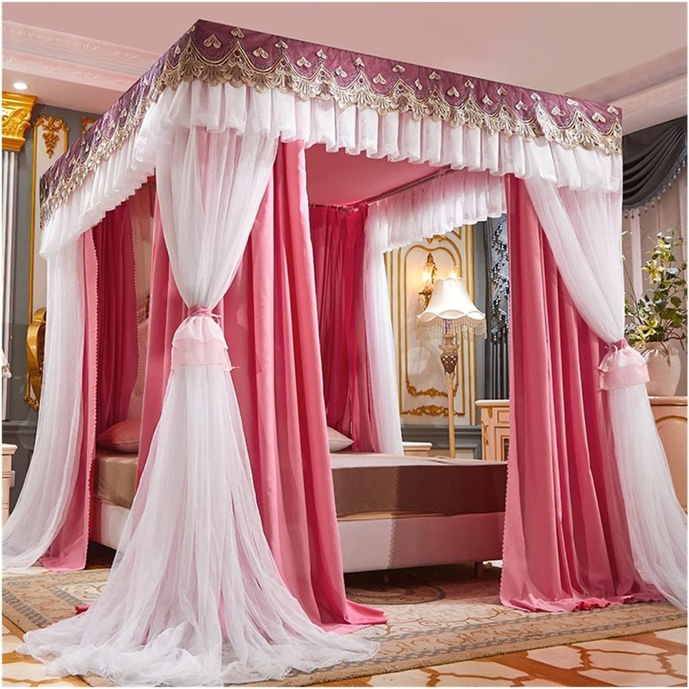 GLMGBP Bed Canopy Mosquito Net for Double Beds, with Stainless Steel Poles, Luxury Bed Curtains for Girls' Princess Rooms (Size: 150 x 200 x 200 cm)