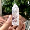 BIANMTSW 1-Piece Natural Popcorn White Quartz Obelisk Crystal Rod, Point Specimen, Textured Natural Stone (Creamy White, 60–70 mm) view 1