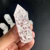 BIANMTSW 1-Piece Natural Popcorn White Quartz Obelisk Crystal Rod, Point Specimen, Textured Natural Stone (Creamy White, 60–70 mm) view 2