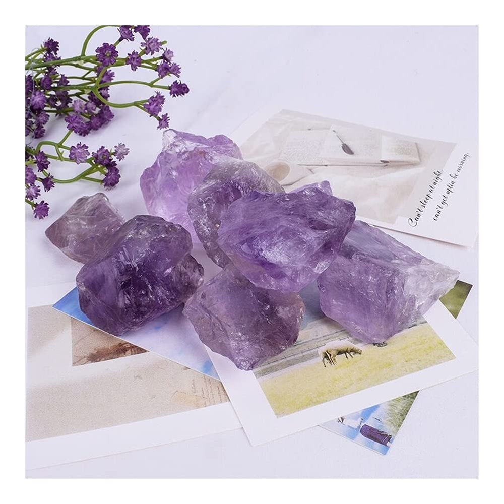 CZAOINCU Pink Natural Quartz Crystal Stone, Light Amethyst, 45–50 g