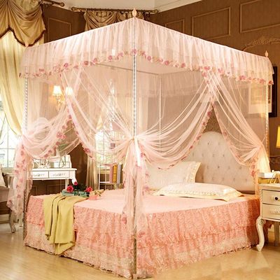 GLMGBP Princess Bed Canopy Mosquito Net with 4 Corner Posts, for 1.5 m (5 ft) Beds
