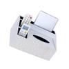 PU Leather Tissue Box Holder and Desk Organizer, White Cloud view 3