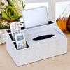 PU Leather Tissue Box Holder and Desk Organizer, White Cloud view 4