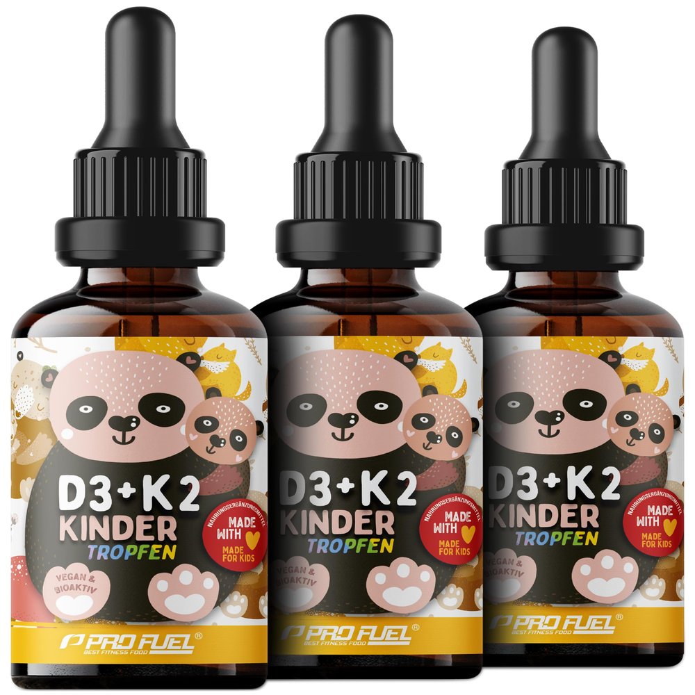 Vitamin D3 + K2 Kids Drops, 3-Pack – 650 IU Vegan Vitamin D3 + 20 µg Bioactive Vitamin K2 MK7
