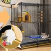 Rabbit Cage, Ferret/Chinchilla Cage, Rat Cage and Habitat, Small Animal Cage, Guinea Pig House, Chinchilla Cage on Wheels, Removable Wire Mesh (Black, 75 x 39 x view 3