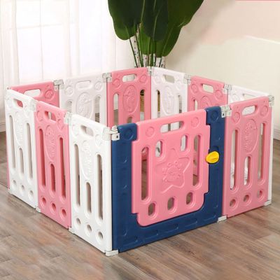Portable Pet Playpen, Small Animal Mesh Cage, Puppy and Cat Playpen with 6 Panels, Pet Tent Fence, Portable Indoor/Outdoor Fence, Pink, 99 x 66 x 60 cm, 8 Pieces