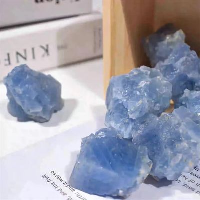 QINGQI Beautiful Natural Blue Calcite Crystal, Rock Mineral, Aquarium and Home Decor (Size: 10–30 g)